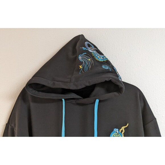 NWOT~Japanese Clothing Blue Dragon Embroidered Hoodie Size Large - Picture 4 of 11